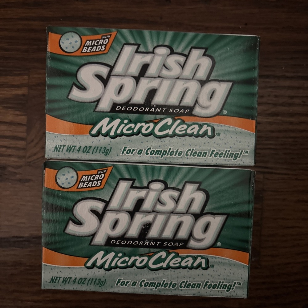 Vintage Irish Spring MicroClean Deodorant Soap Bar with Micro Beads 2 Bars NOS
